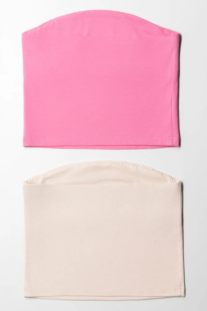 2 Pack Boob Tube Tops Natural And Pink