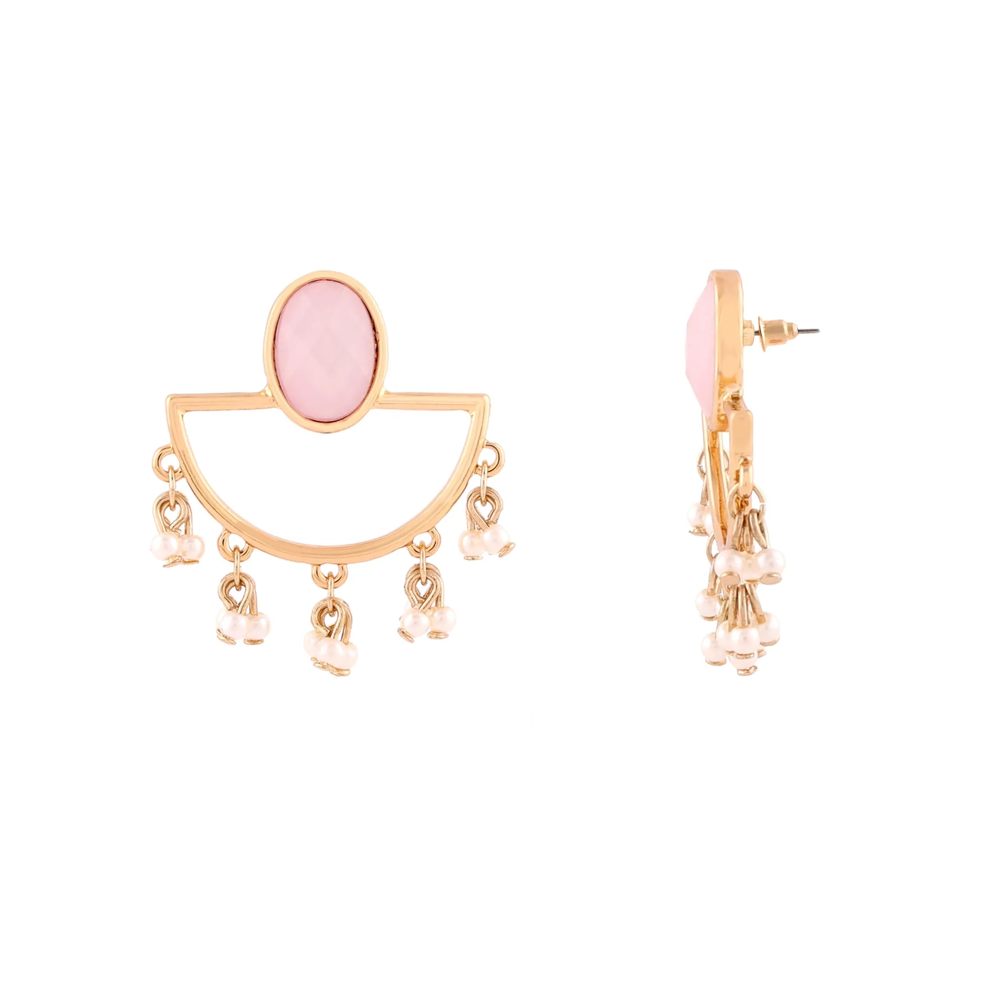 Accessorize London Women's Rose Pink Geo Tops Earring