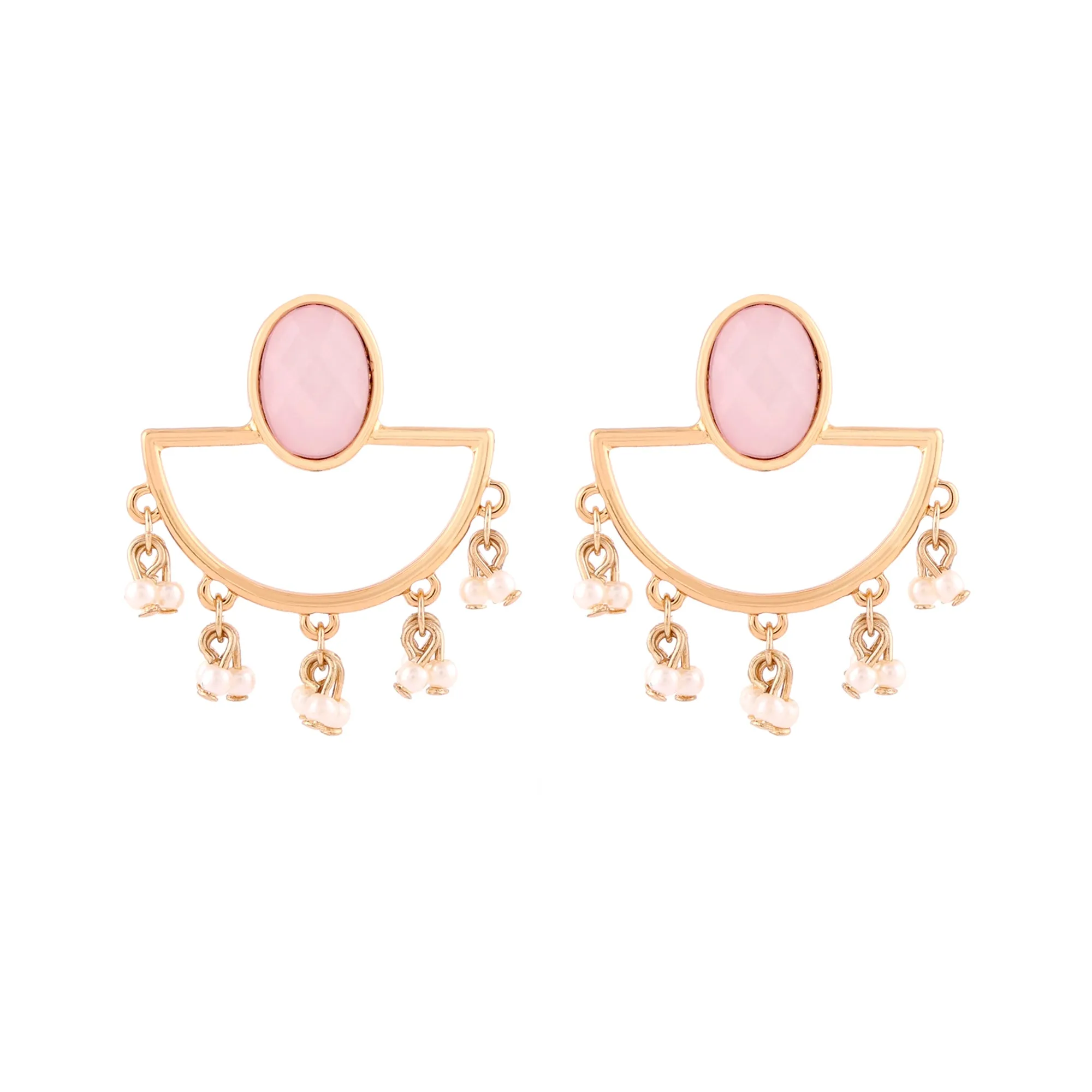 Accessorize London Women's Rose Pink Geo Tops Earring