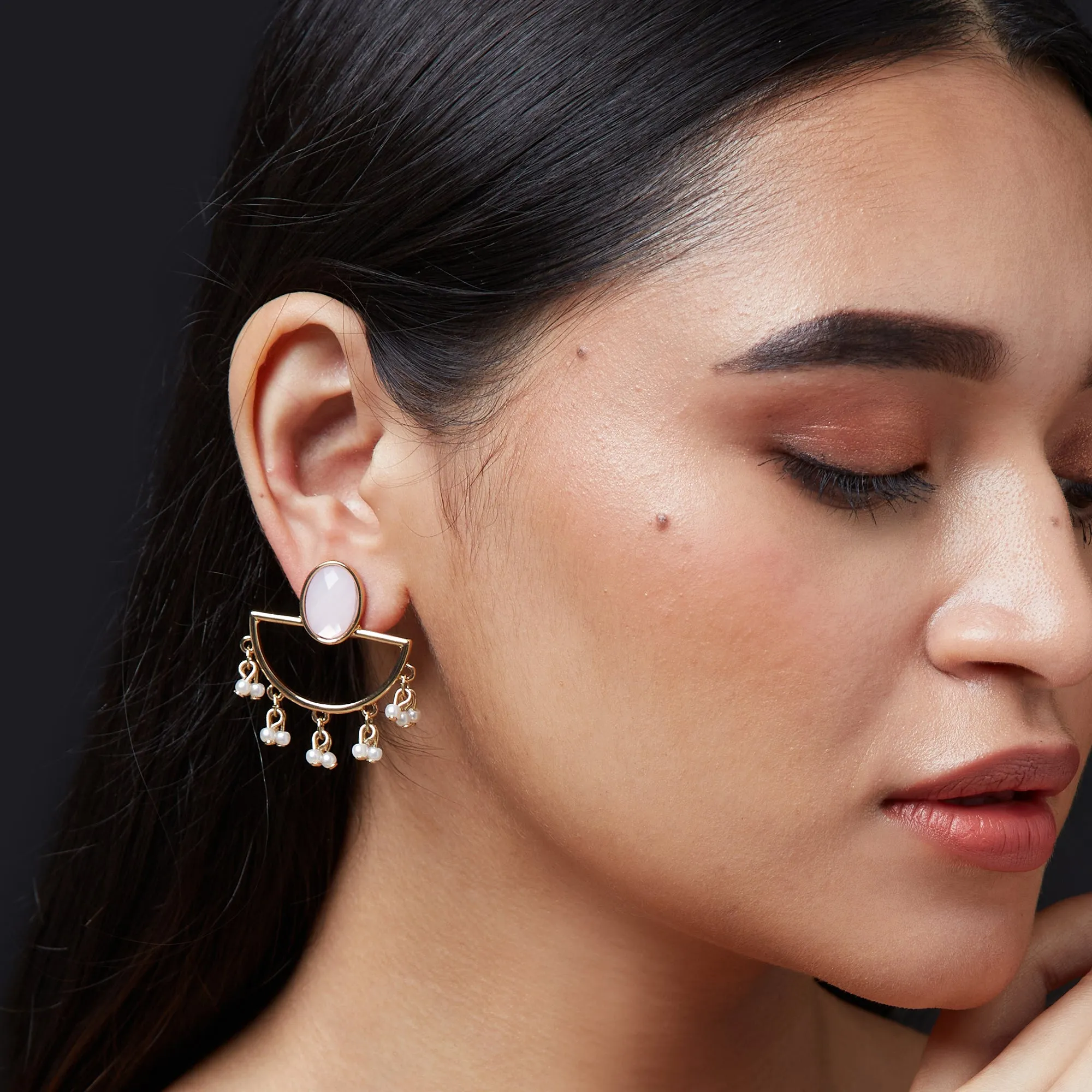 Accessorize London Women's Rose Pink Geo Tops Earring
