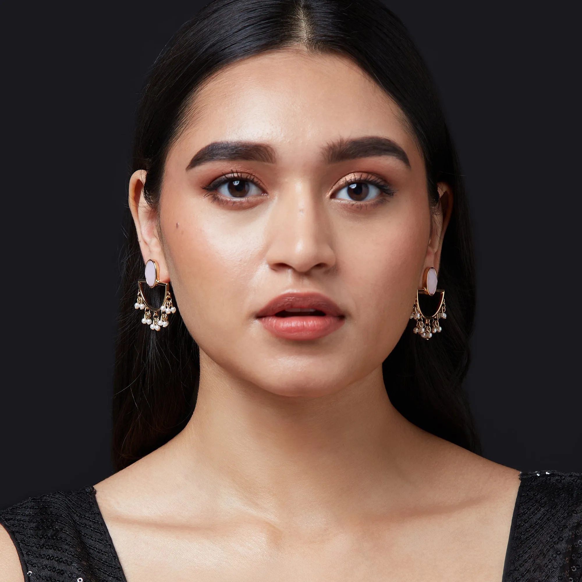 Accessorize London Women's Rose Pink Geo Tops Earring