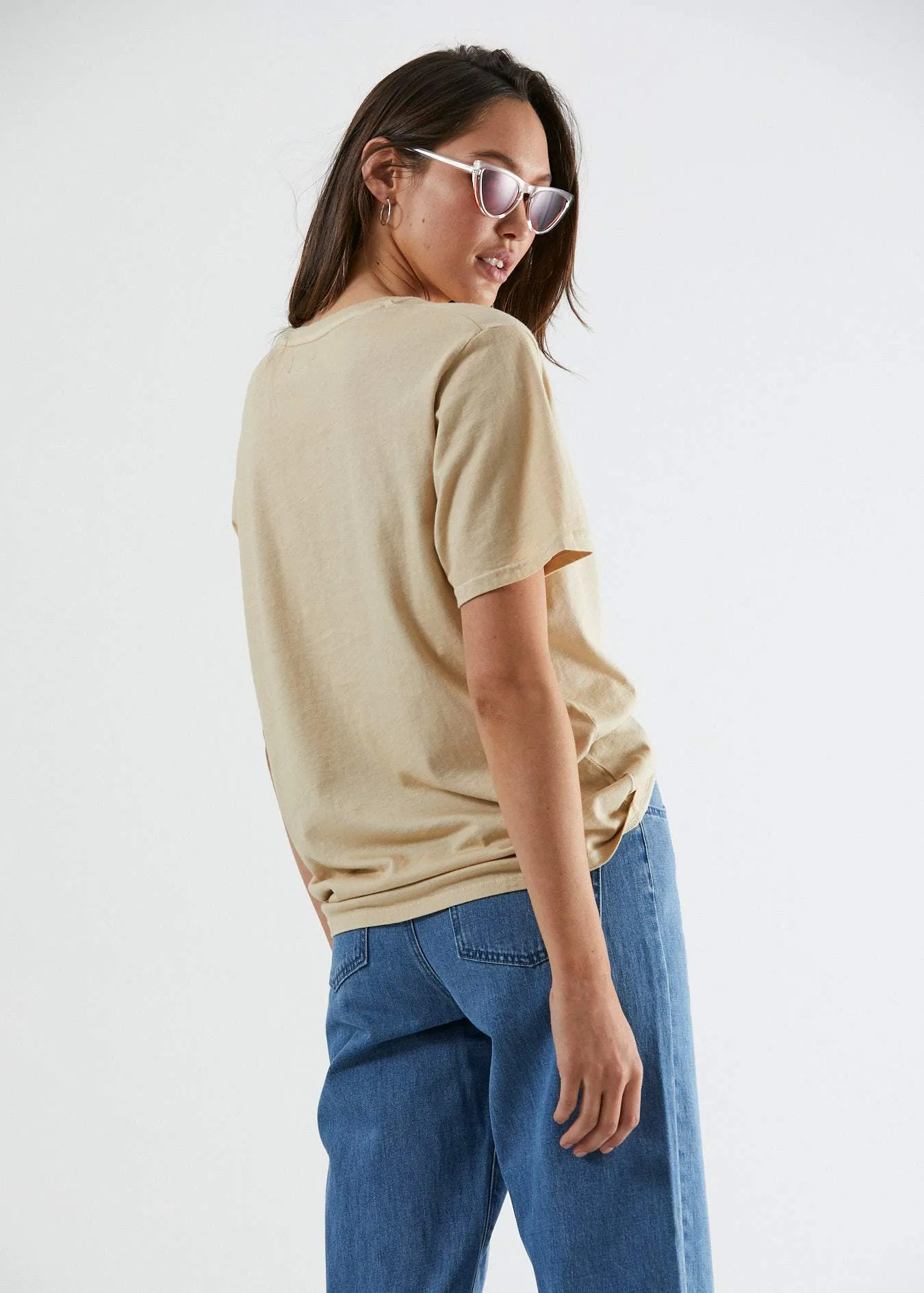 Afends Womens Misfit - Boyfriend Fit Tee - Dirty Beige
