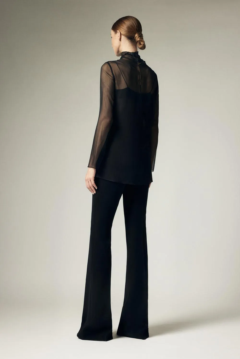 Anora Straight Long Sleeved Silk Chiffon Top
