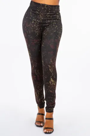 B4292FC High Waist Sublimation Full Length Burgundy Print Legging