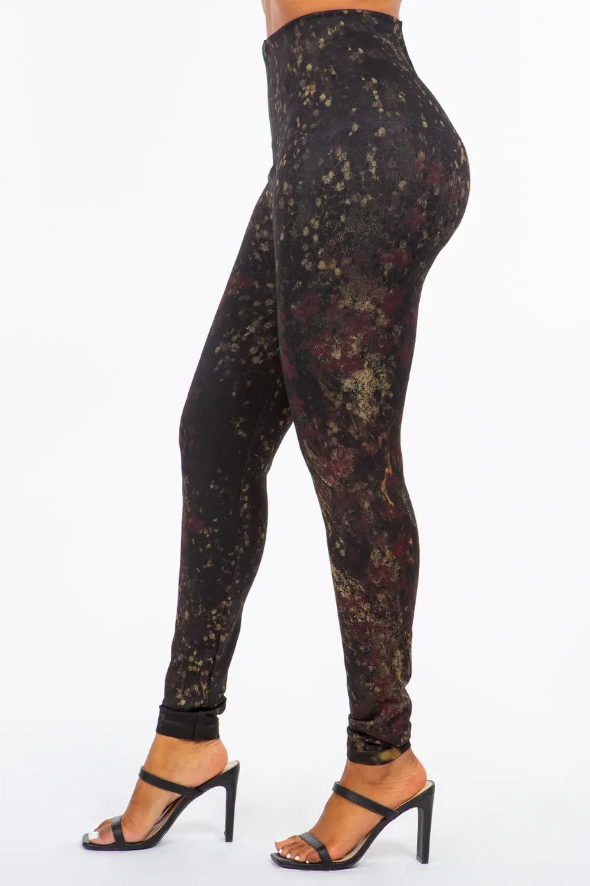 B4292FC High Waist Sublimation Full Length Burgundy Print Legging