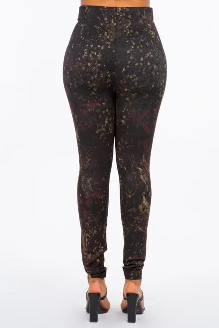 B4292FC High Waist Sublimation Full Length Burgundy Print Legging