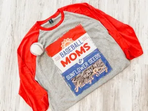 Baseball Mom Sunflower Seeds Tee - Grey/Red Raglan