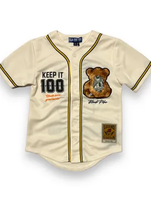 Black Pike Kids 'Keep It 100' Baseball Jersey (Natural) BF3619