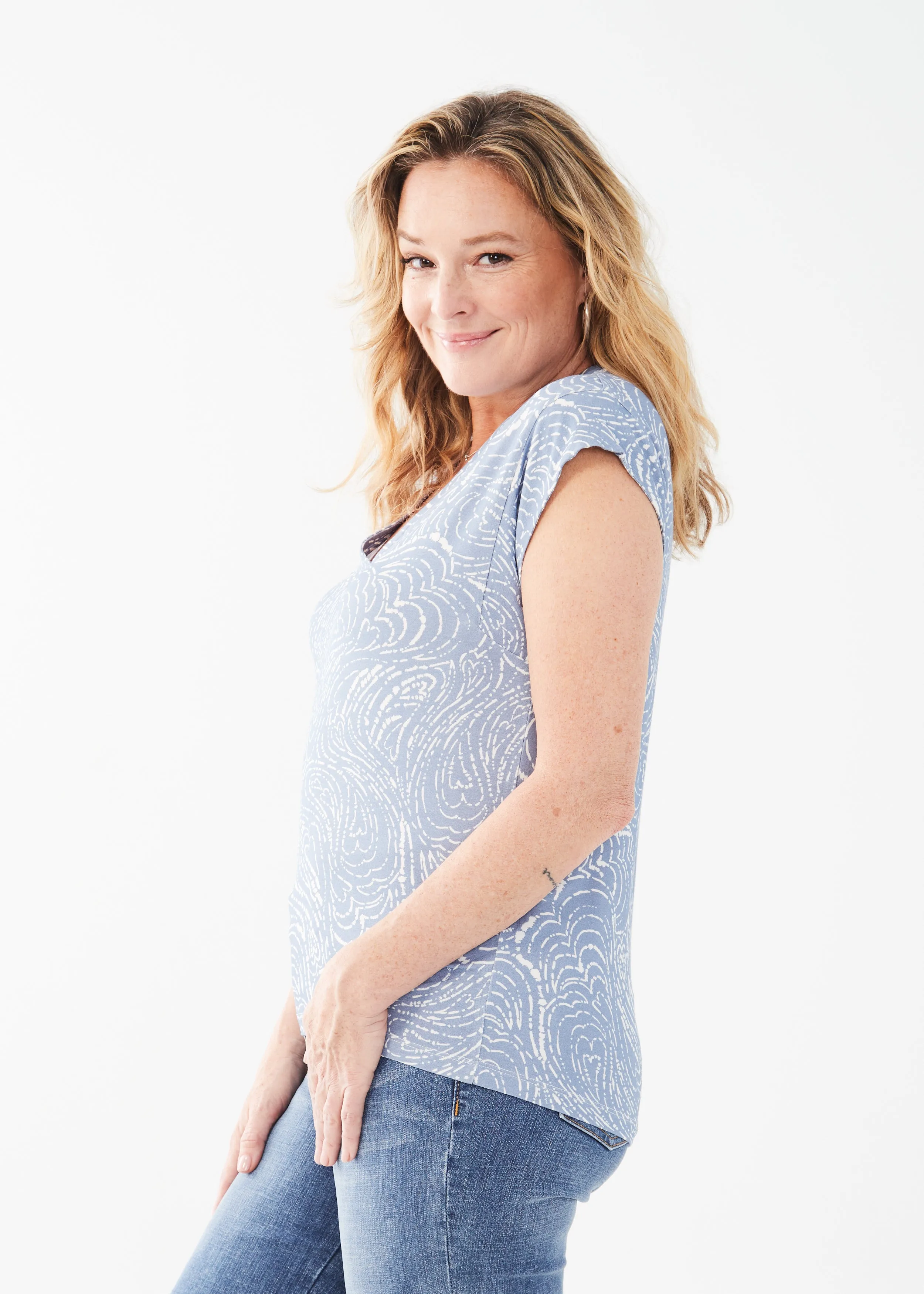 Cap Sleeve V-Neck Top