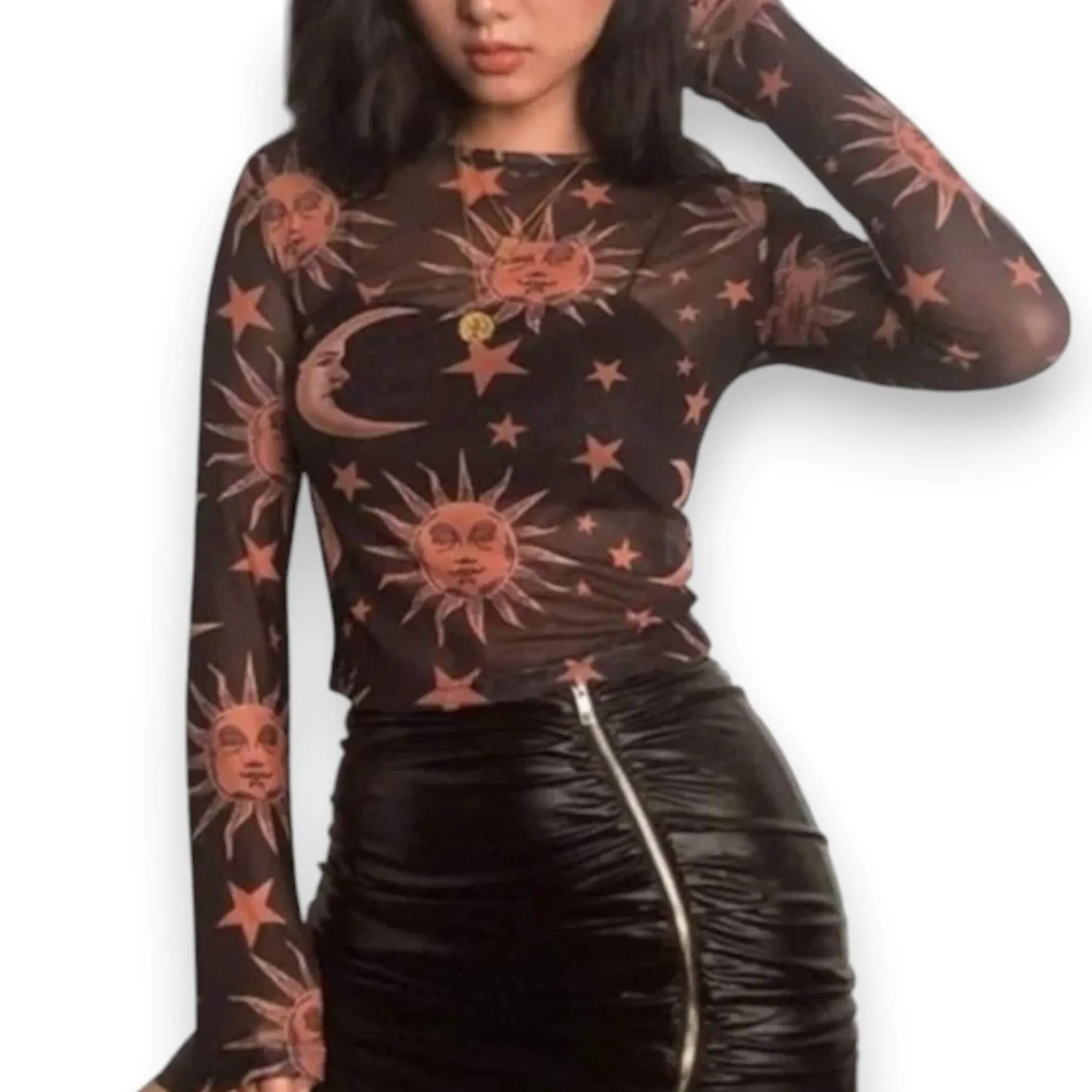 Celestial Long Sleeve Mesh Top
