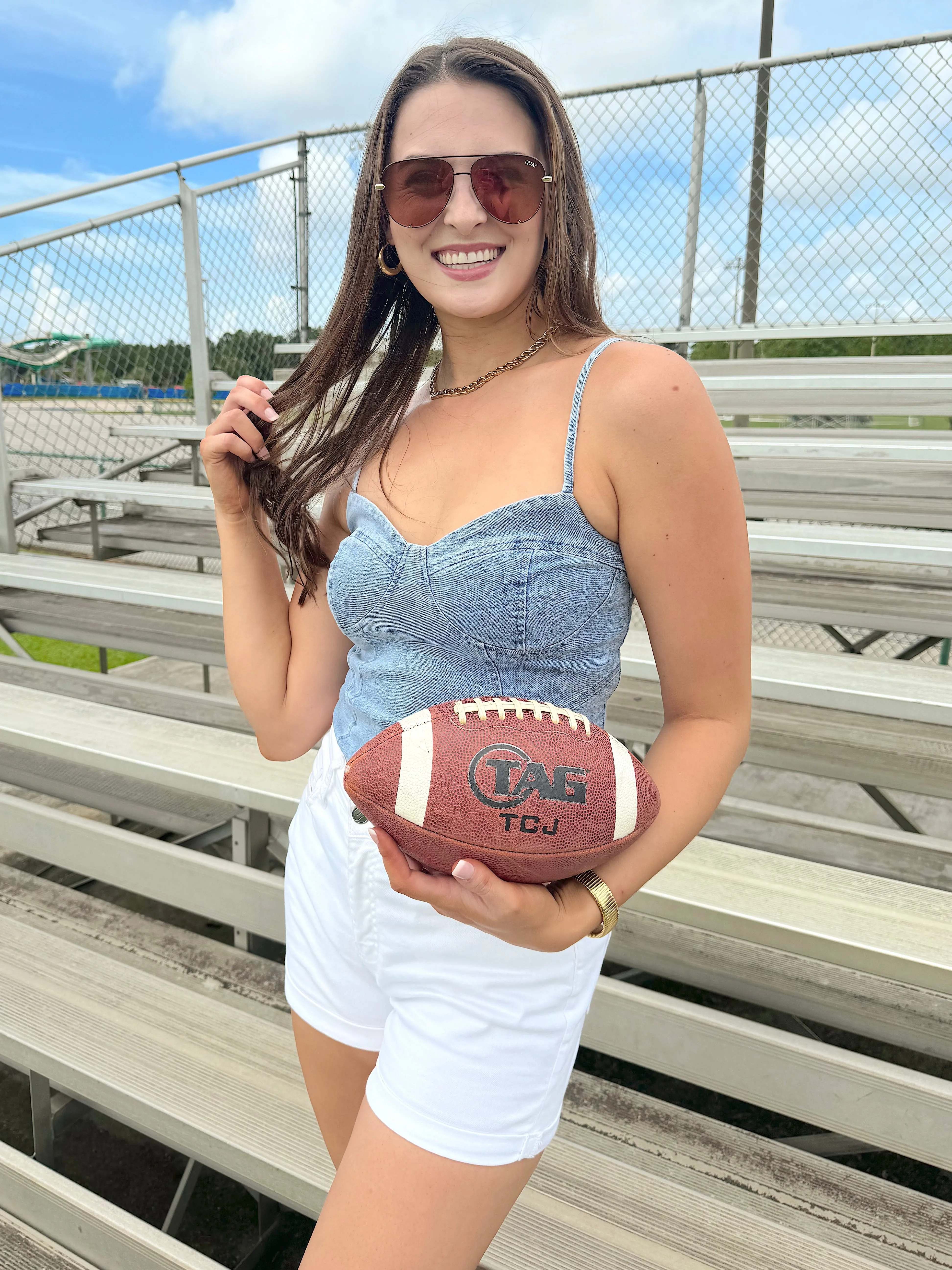 Concert Casual Denim Bustier Bodysuit