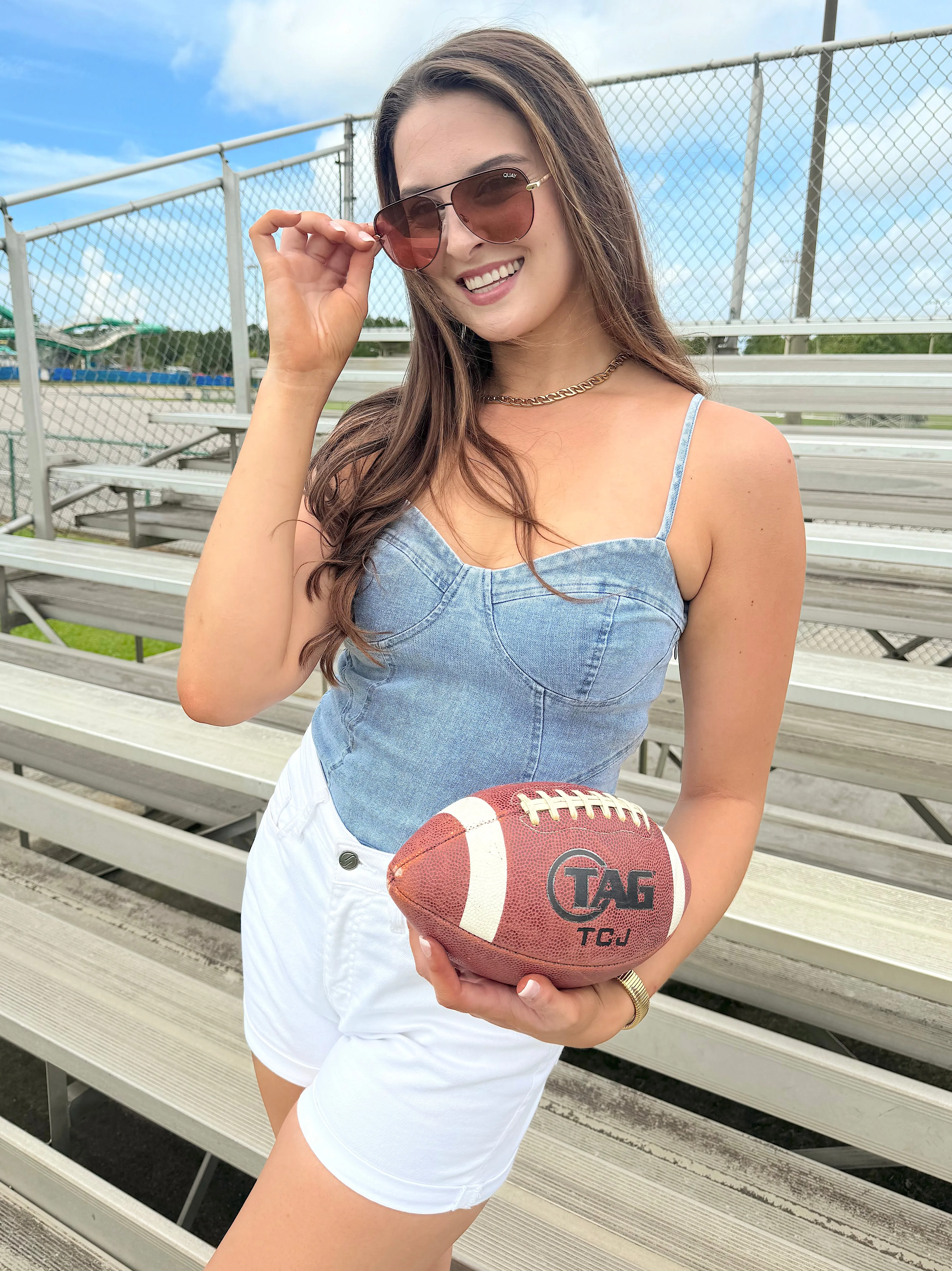 Concert Casual Denim Bustier Bodysuit