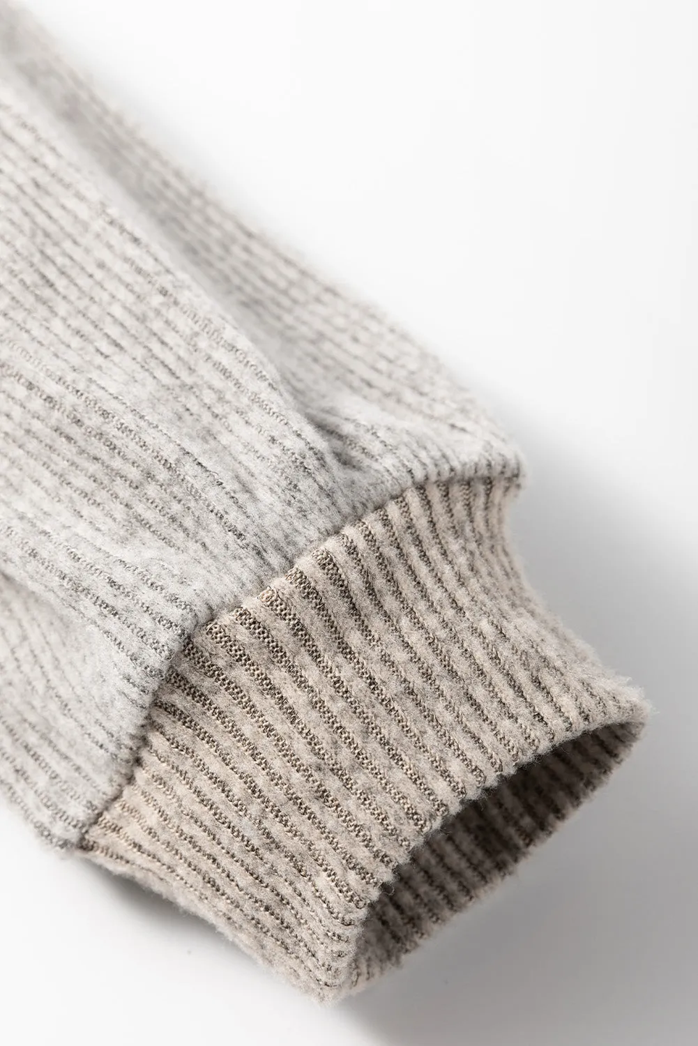Contrast Quarter Button Round Neck Long Sleeve Top | Casual Tops
