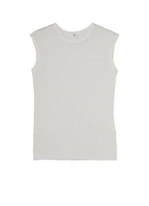 COTTON FAUX LINEN KNIT ROUND NECK TANK TOP