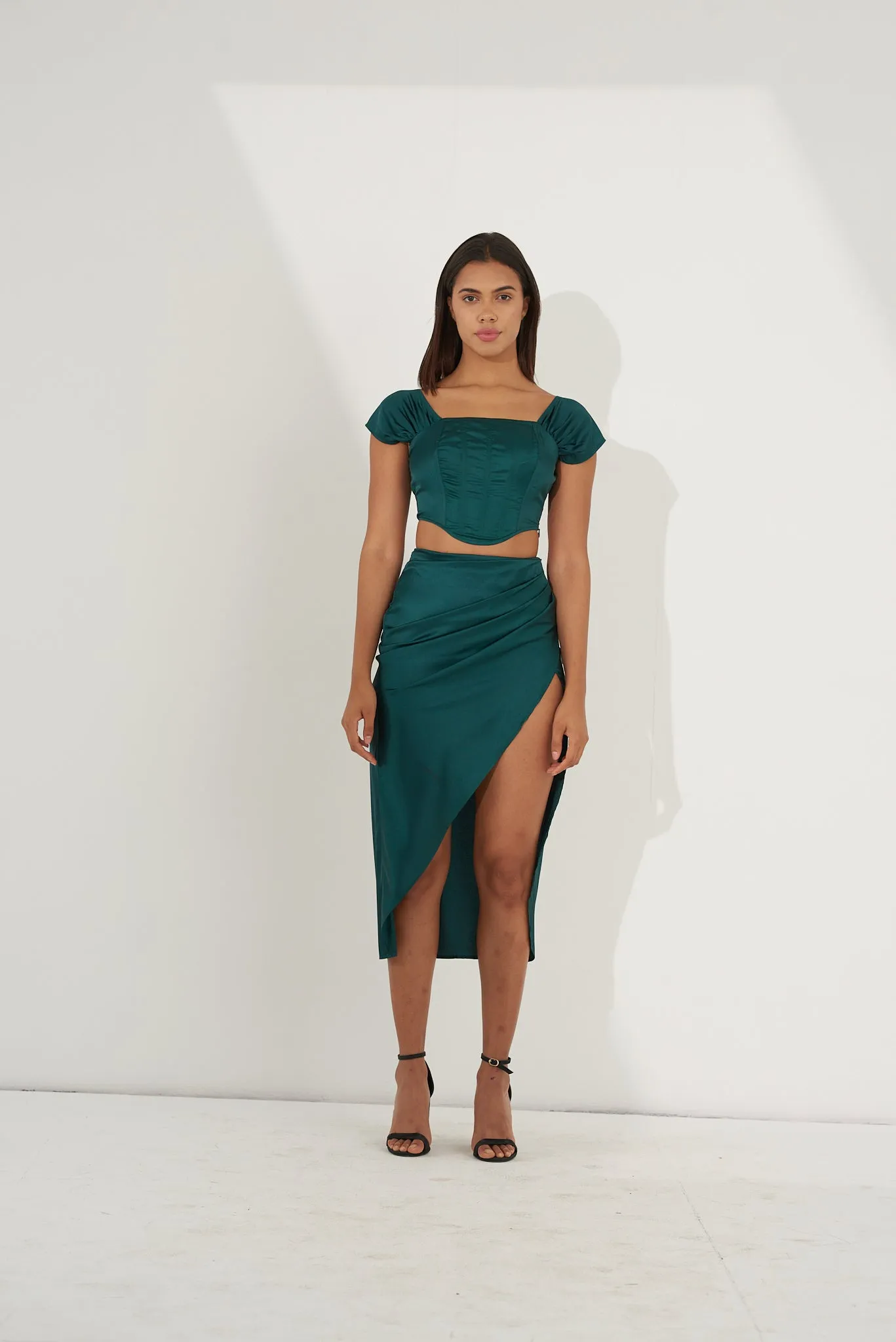 Dark Green Premium Satin corset top
