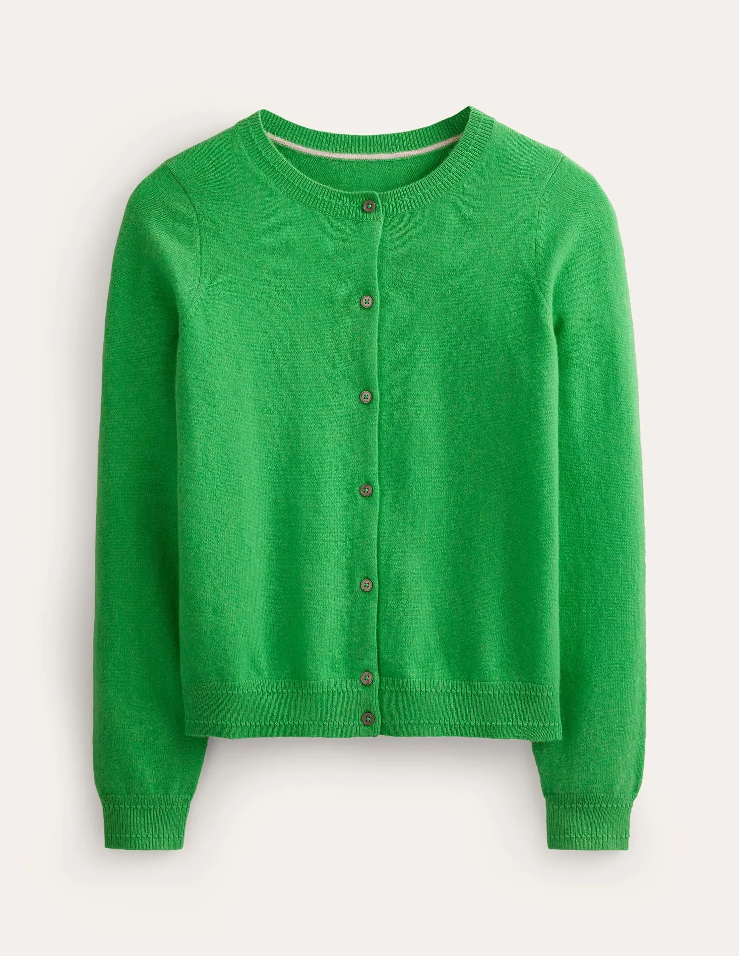 Eva Cashmere Crew Cardigan-Bright Green