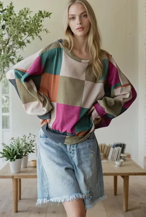 Fall Blocked Oversized Top