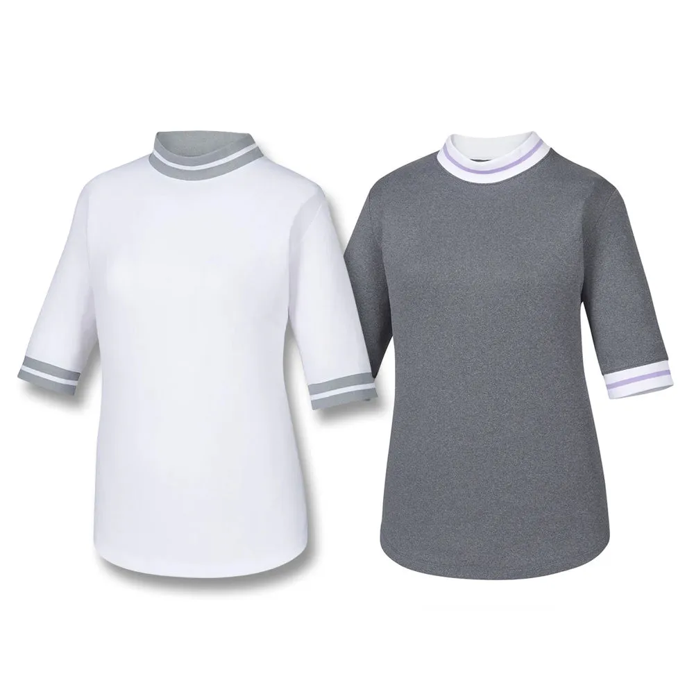 FootJoy Baby Pique Stripe Trim Shortsleeve Golf Mock 2019 Women