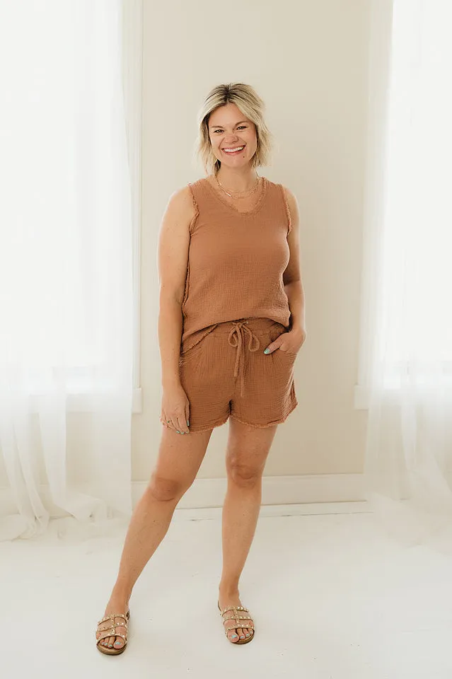 Fray Hem Sleeveless Top