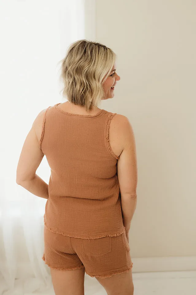 Fray Hem Sleeveless Top