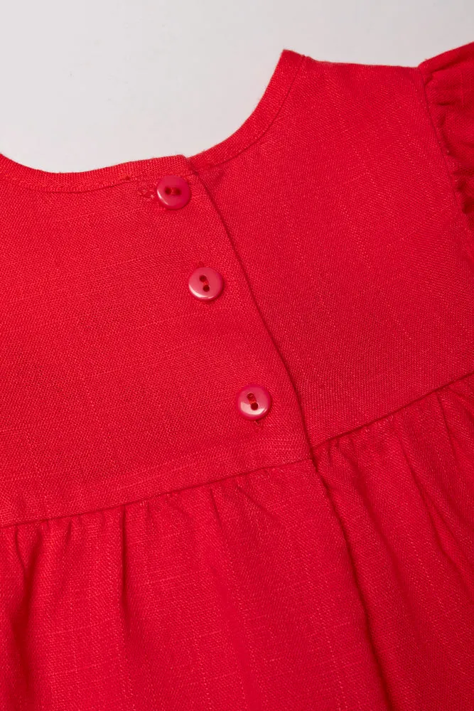 Frilly Embroidered Top Red