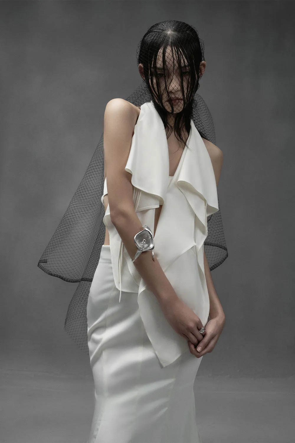 Goby Halter Extended Flap Silk Top