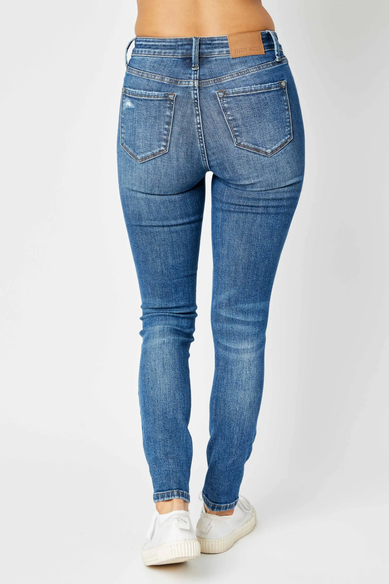 Hannah Tummy Control Destroy Skinny Judy Blue Jeans - Midrise