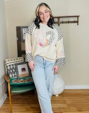 Hearts of Love Patchwork Longsleeve Top