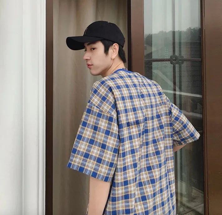 [Korean Style] Holiday Printing Plaid T-shirts