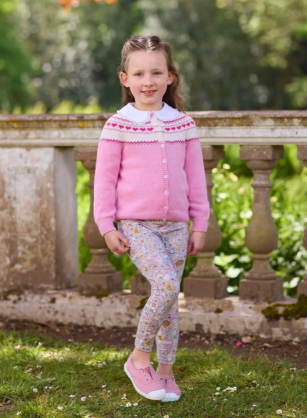 Natasha Fair Isle Cardigan in Pink