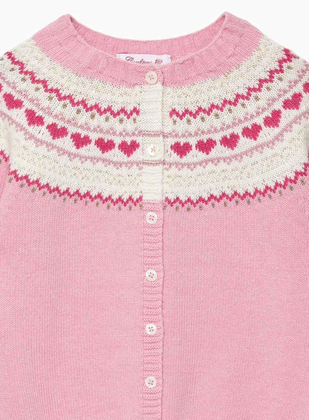 Natasha Fair Isle Cardigan in Pink