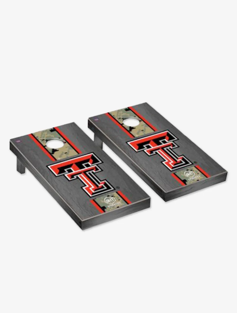 Operation Hat Trick Texas Tech Red Raiders Regulation Cornhole Game Set Onyx Stained Stripe Version