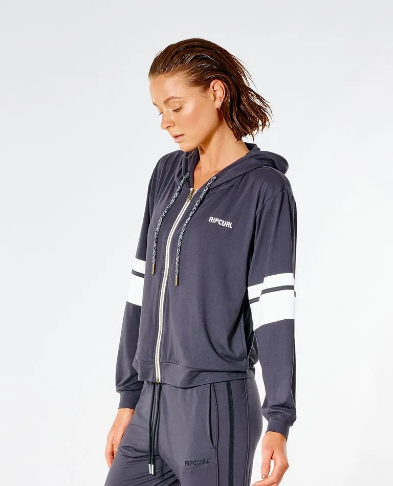 Rip Curl Run Swim Surf Zip Thru Jacket-Washed Black