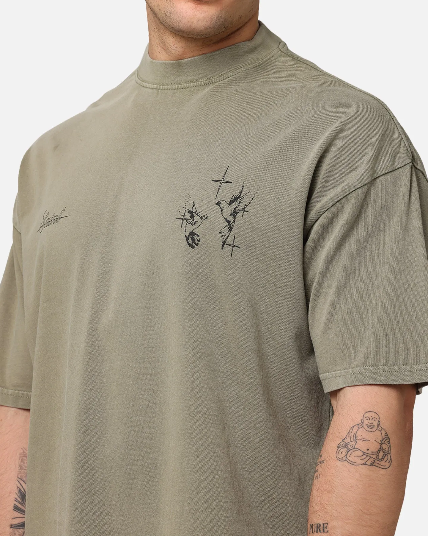 Saint Morta Destiny Rising Mock Neck T-Shirt Vintage Khaki