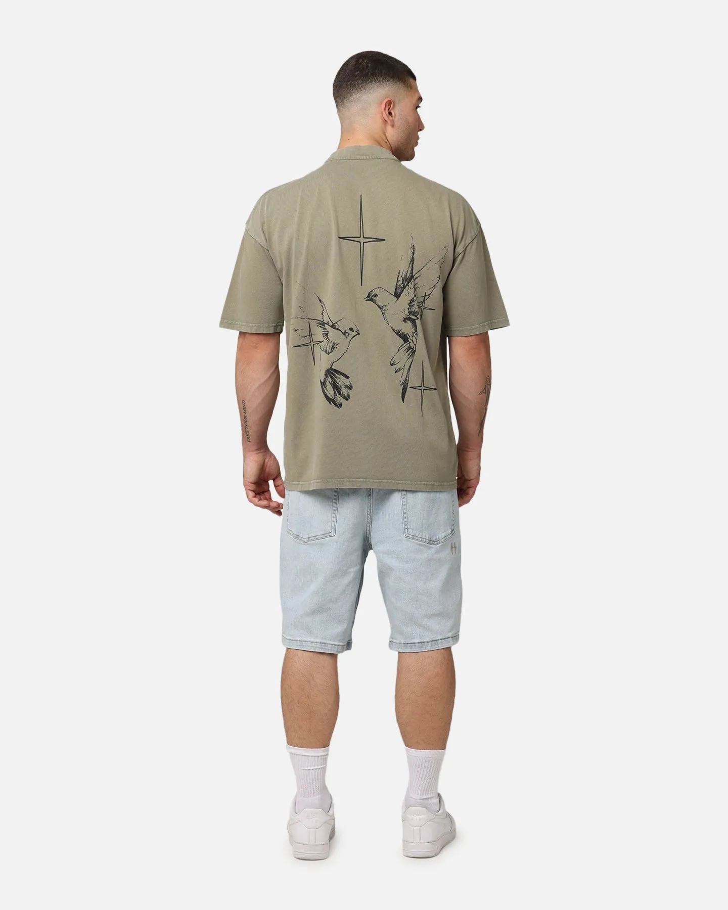 Saint Morta Destiny Rising Mock Neck T-Shirt Vintage Khaki