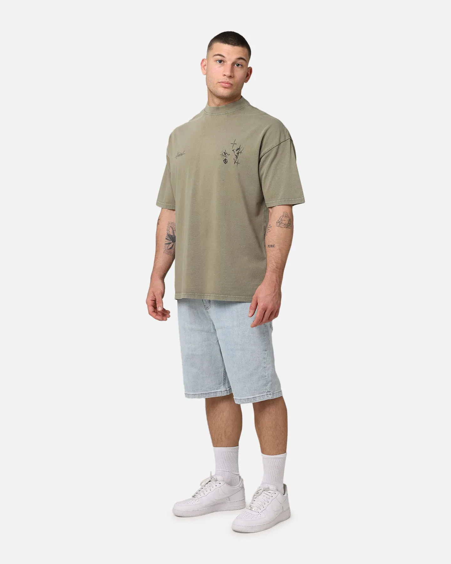 Saint Morta Destiny Rising Mock Neck T-Shirt Vintage Khaki