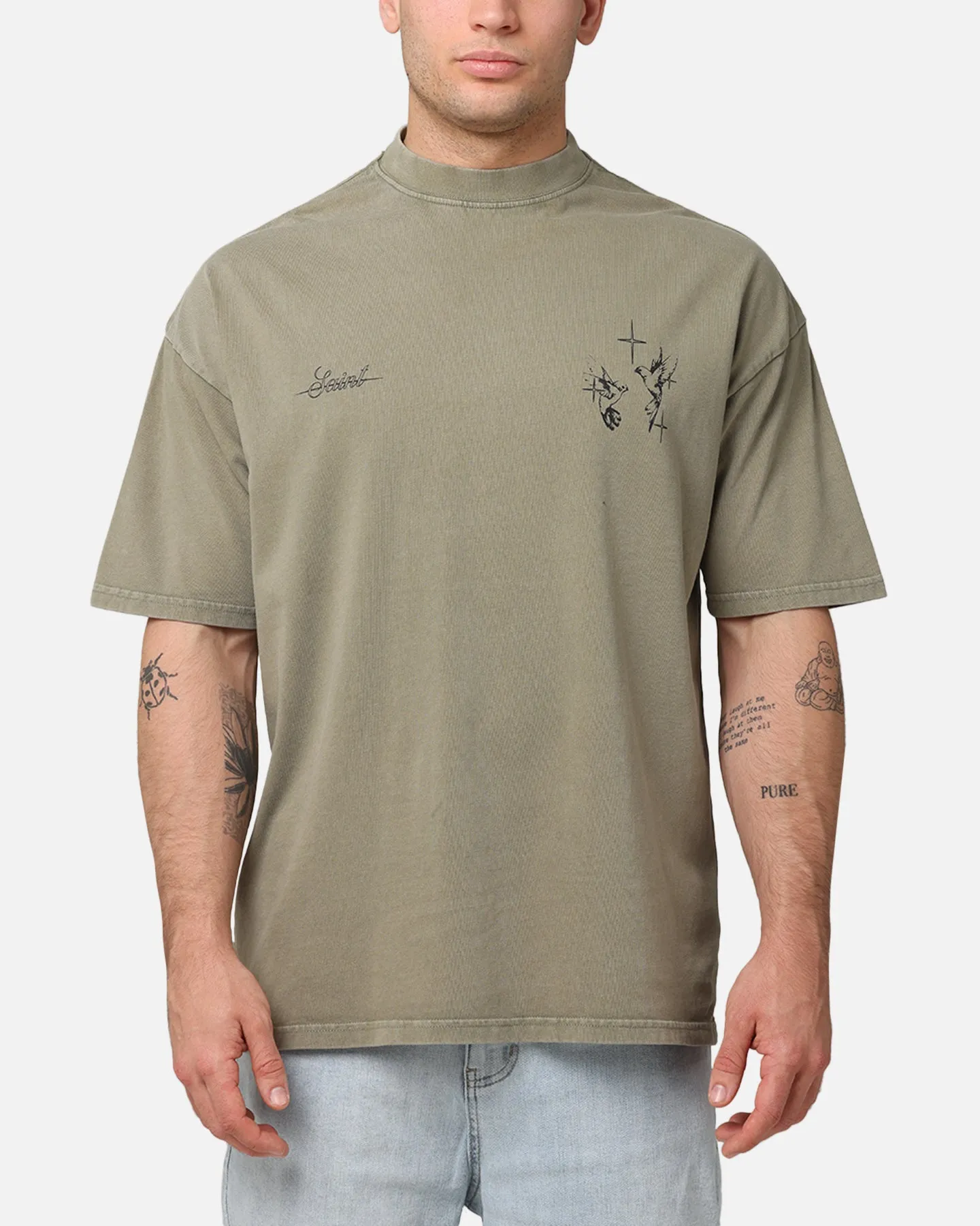 Saint Morta Destiny Rising Mock Neck T-Shirt Vintage Khaki