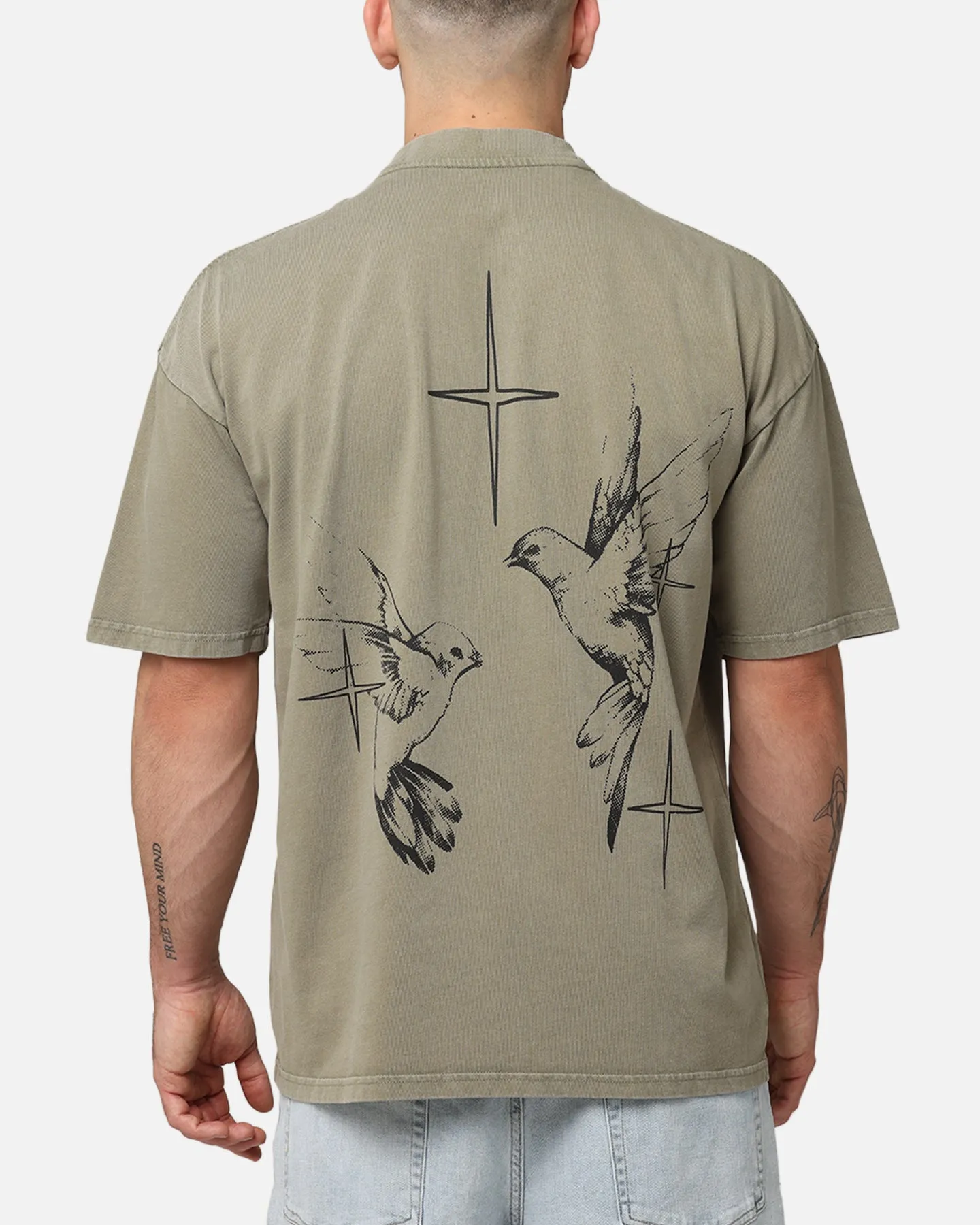 Saint Morta Destiny Rising Mock Neck T-Shirt Vintage Khaki
