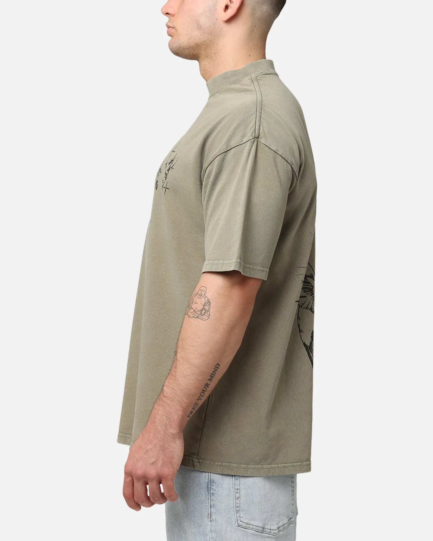 Saint Morta Destiny Rising Mock Neck T-Shirt Vintage Khaki