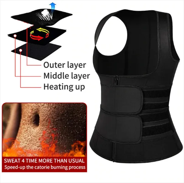 Sexy Ladie's Zippered Double Belts Waist Corset For Weight Loss Workout
