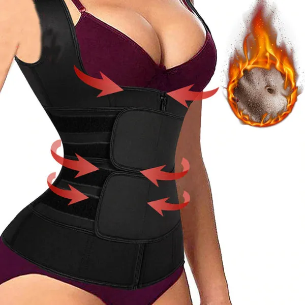 Sexy Ladie's Zippered Double Belts Waist Corset For Weight Loss Workout