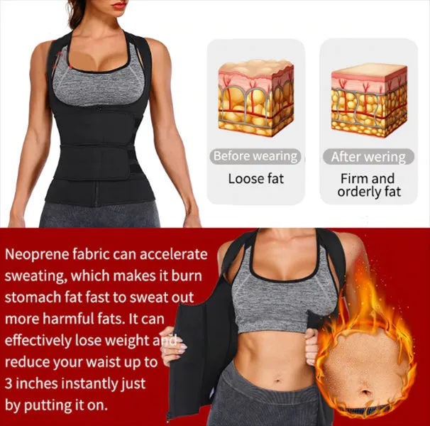 Sexy Ladie's Zippered Double Belts Waist Corset For Weight Loss Workout