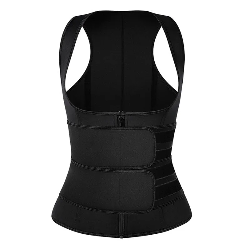 Sexy Ladie's Zippered Double Belts Waist Corset For Weight Loss Workout