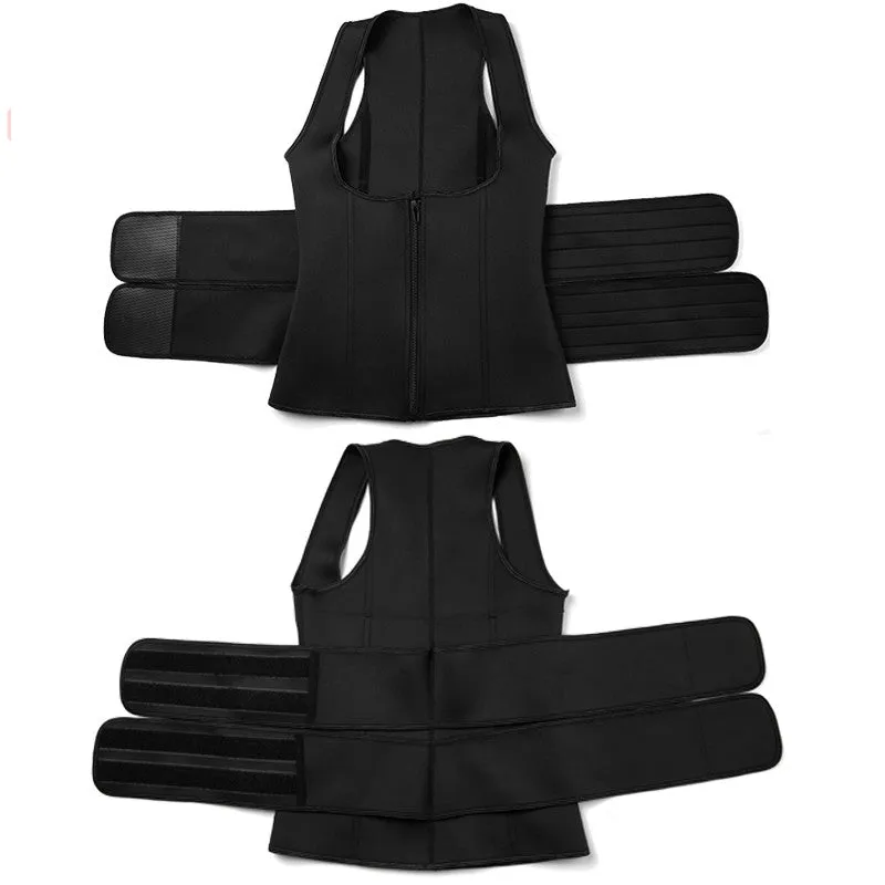 Sexy Ladie's Zippered Double Belts Waist Corset For Weight Loss Workout