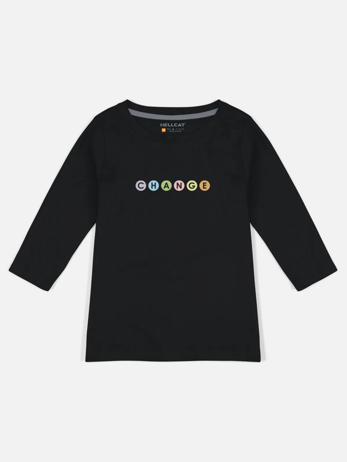 Shiny Printed Round Neck 3/4 Sleeve Tshirts / Tops for Girls.