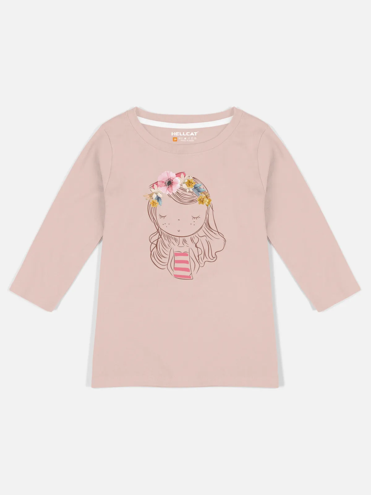 Shiny Printed Round Neck 3/4 Sleeve Tshirts / Tops for Girls.