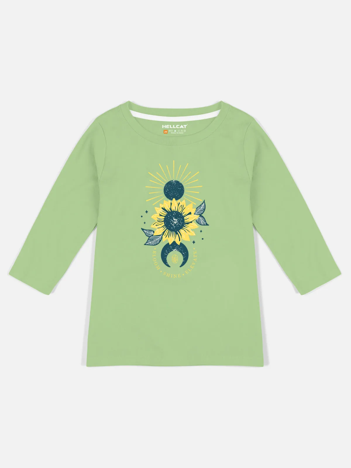 Shiny Printed Round Neck 3/4 Sleeve Tshirts / Tops for Girls.