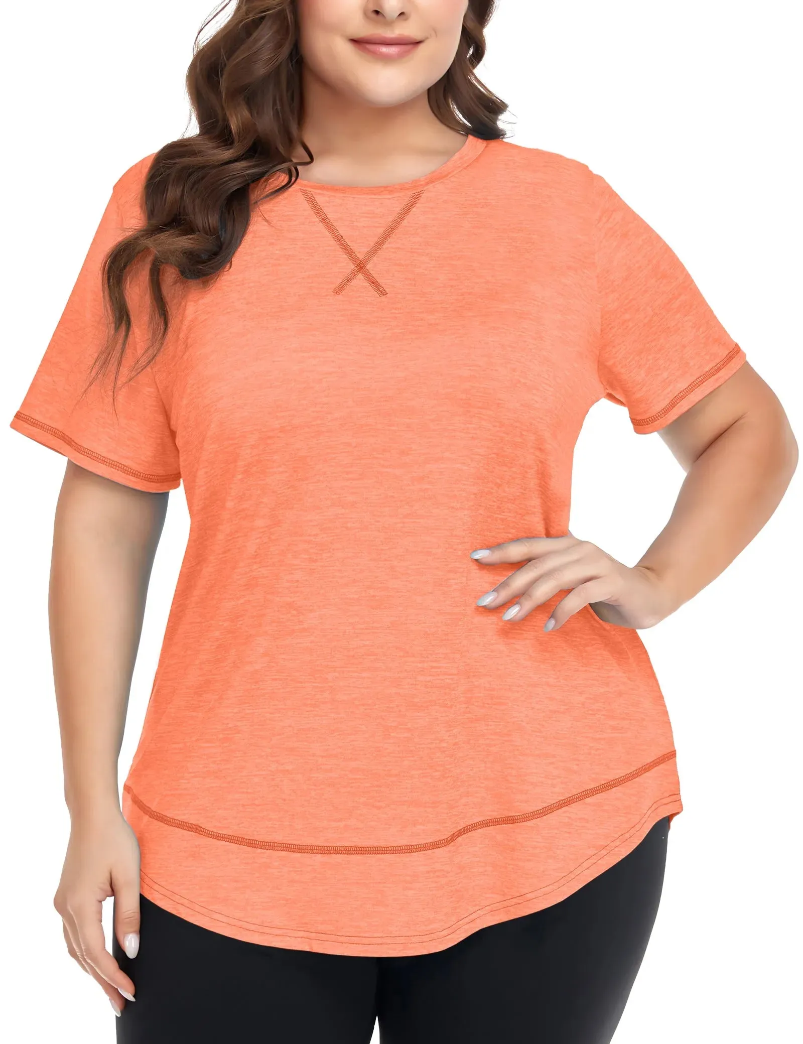 Solid Crewneck Hem Sporty T Shirt