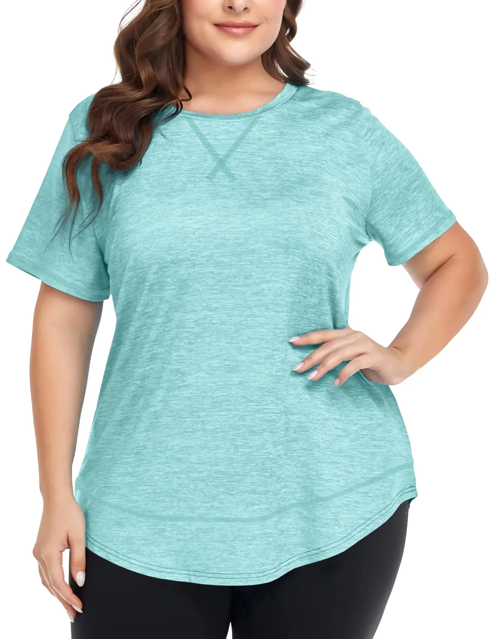 Solid Crewneck Hem Sporty T Shirt