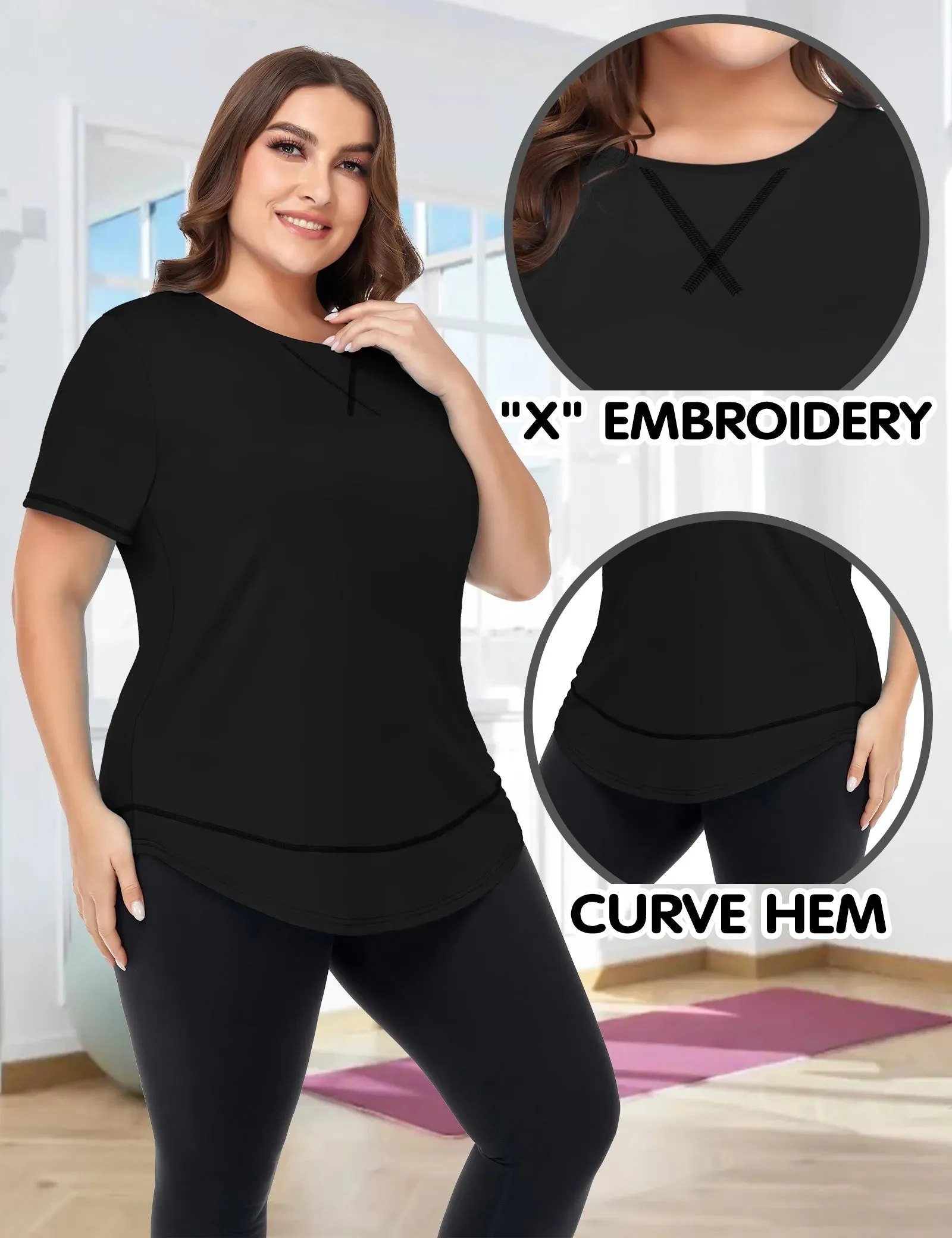 Solid Crewneck Hem Sporty T Shirt